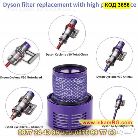 Филтър за многократка употреба за прахосмукачки Dyson V10 - КОД 3656, снимка 7 - Други стоки за дома - 45078115