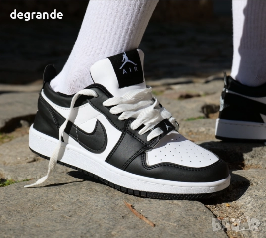 Къси Кецове Nike Jordan - бяло-черно, снимка 2 - Кецове - 51610231