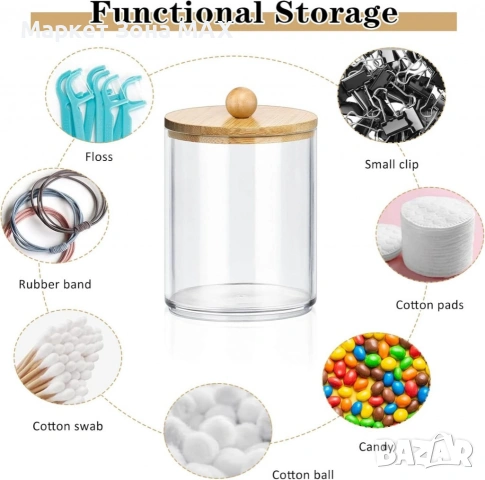 Стилен прозрачен контейнер за съхранение с бамбуков капак, снимка 2 - Други стоки за дома - 53290339