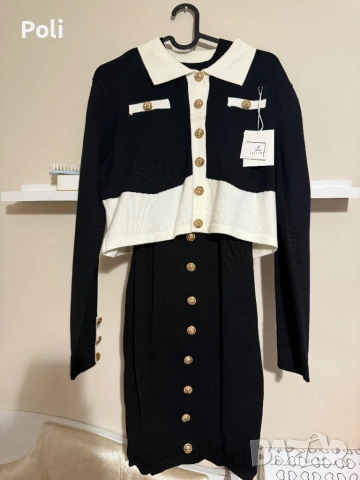 Дамска рокля с жилетка, снимка 2 - Комплекти - 53827475