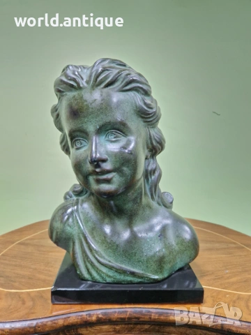Уникален антикварен колекционерски френски керамичен авторски бюст , снимка 2 - Антикварни и старинни предмети - 53214483