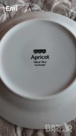 Сервиз за торта от 8 части Apricot, Фин китайски порцелан, Дантела и роза, снимка 3 - Сервизи - 46559901