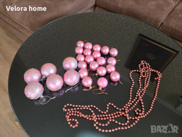 Розов сет от коледни играчки + гирлянд, снимка 5 - Декорация за дома - 52920506