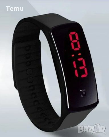 Спортен унисекс LED часовник-гривна бърз бутон за управление  ЧЕРЕН", снимка 2 - Гривна - 45696449