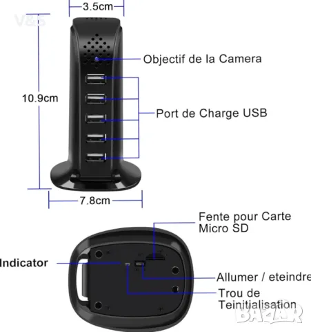 Мини Wifi зарядно със скрита камера , снимка 3 - IP камери - 47542204