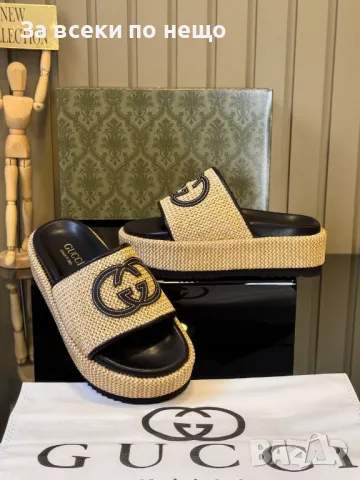 Gucci Чехли На Висока Платформа Гучи - Налични Различни Цветове Код E264, снимка 5 - Чехли - 50413100