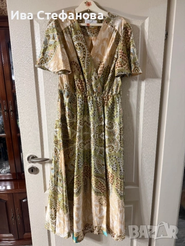 Нова разкошна лятна висока талия  дълга ежедневна елегантна рокля Л L размер 