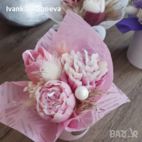 Нежни букетчета от свещи, снимка 13 - Декорация за дома - 53343574