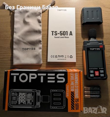 Нов TopTes TS-501A Преносим Децибелметър с LCD и MAX/MIN Функции Измерване звук, снимка 9 - Друга електроника - 45469300