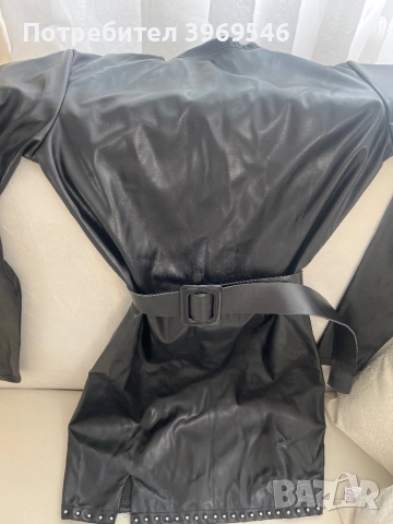 Кожена черна рокля , снимка 2 - Рокли - 52478153