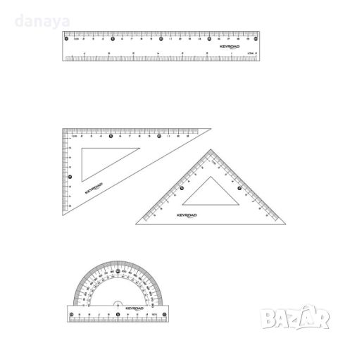 5020 Геометричен комплект за чертане Keyroad, 20 cm, 4 части, снимка 2 - Ученически пособия, канцеларски материали - 46771923
