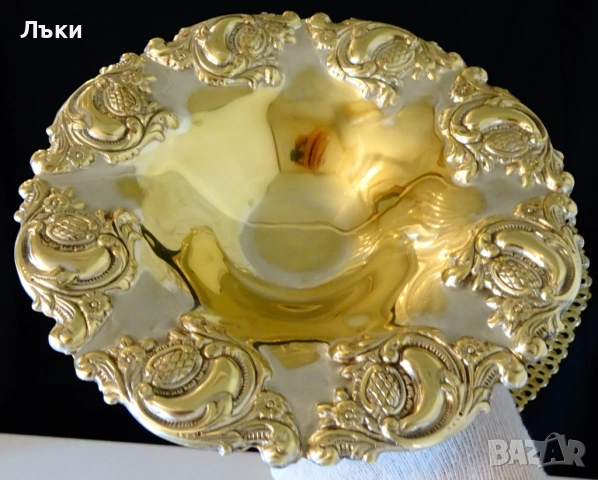 Посребрена фруктиера,позлата,приказни барокови орнаменти. , снимка 8 - Антикварни и старинни предмети - 52817580