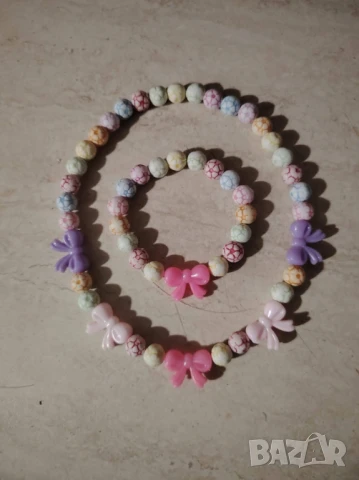 Детски комплект от колие и гривна с име или без   , снимка 4 - Колиета, медальони, синджири - 51172874