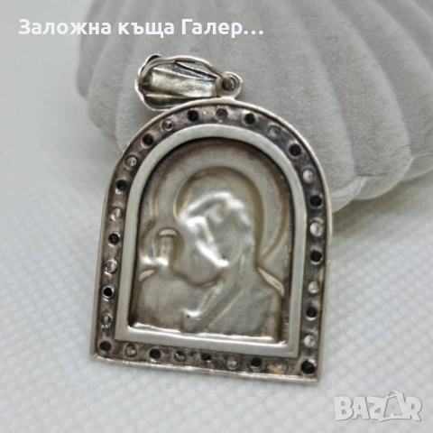 Сребърен медальон 925 "Дева Мария" с фианити, снимка 4 - Колиета, медальони, синджири - 54214877