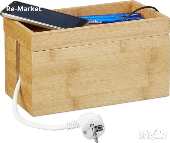 Бамбукова кутия за кабели 14х25х14 см., снимка 1