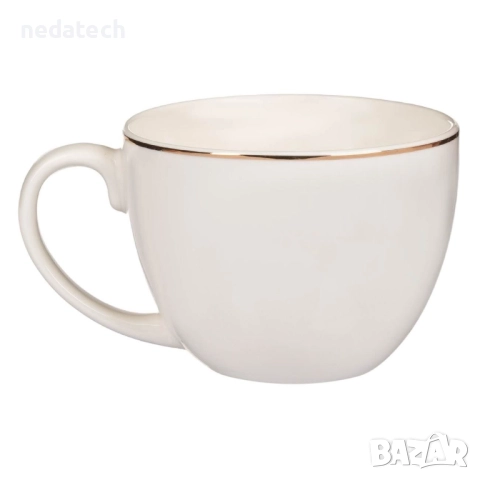 Керамична чаша за кафе и чай Take your Time, Бял, 420ml., снимка 2 - Чаши - 51764728