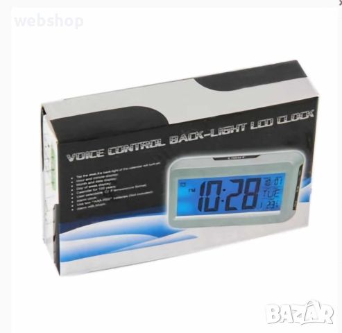 Настолен Часовник с термометър , LED подсветка и Гласов контрол, снимка 5 - Друга електроника - 45580766