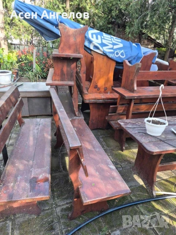 Маса с две пейки, снимка 2 - Градински мебели, декорация  - 54296342