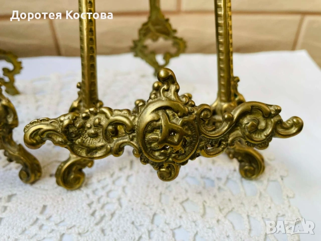 Красива месингова поставка от Англия за чиния, рамка, снимка 9 - Антикварни и старинни предмети - 53301044