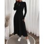 Разкроена дълга дамска рокля в черно, снимка 1 - Рокли - 45438993