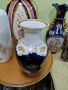 Рядка уникална антикварна колекционерска порцеланова немска ваза кобалт с позлата Reichenbach, снимка 2