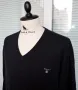 GANT V-Neck Black Cotton Wool Jumper Pullover Sweater Long Sleeve Men Size XL, снимка 3