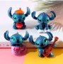 4 бр малки Стич Stitch фигурки пластмасови PVC за игра и украса торта топер фигурка, снимка 5