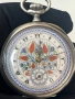 Продавам антикварен джобен часовник Longines (1916-1917 г.) – сребро 0.800, ръчно рисуван циферблат, снимка 3