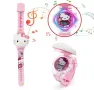 Хелоу Коте Кити Hello Kitty глава детски часовник музикален светещ прожектор прожектиращ дигитален, снимка 2