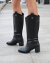 Ботуши на ток - черна кожа, снимка 3