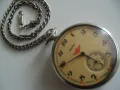 № 7991 стар джобен часовник - Molnija   - релефен орнамент - влак  - механичен  - работещ  - соц.пер, снимка 2