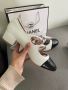 Бели обувки кожени малък ток Шанел chanel, снимка 2