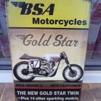 Метална табела мотор BSA Gold Star състезателен мотоциклет 87, снимка 1 - Декорация за дома - 45297837