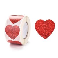 100 бр червени сърце сърца самозалепващи лепенки стикери за ръчна изработка за подарък Валентин , снимка 1 - Други - 31391576