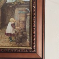 Картина върху дъска „Младо момиче, което донася вода“, снимка 7 - Други ценни предмети - 45254226