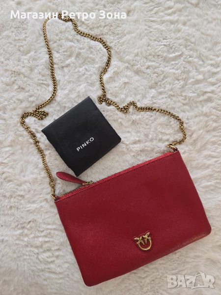 PINKO Кожена дамска чанта тип "плик" FLAT CLASSIC.  Носена е веднъж, неразличима от нова, снимка 1