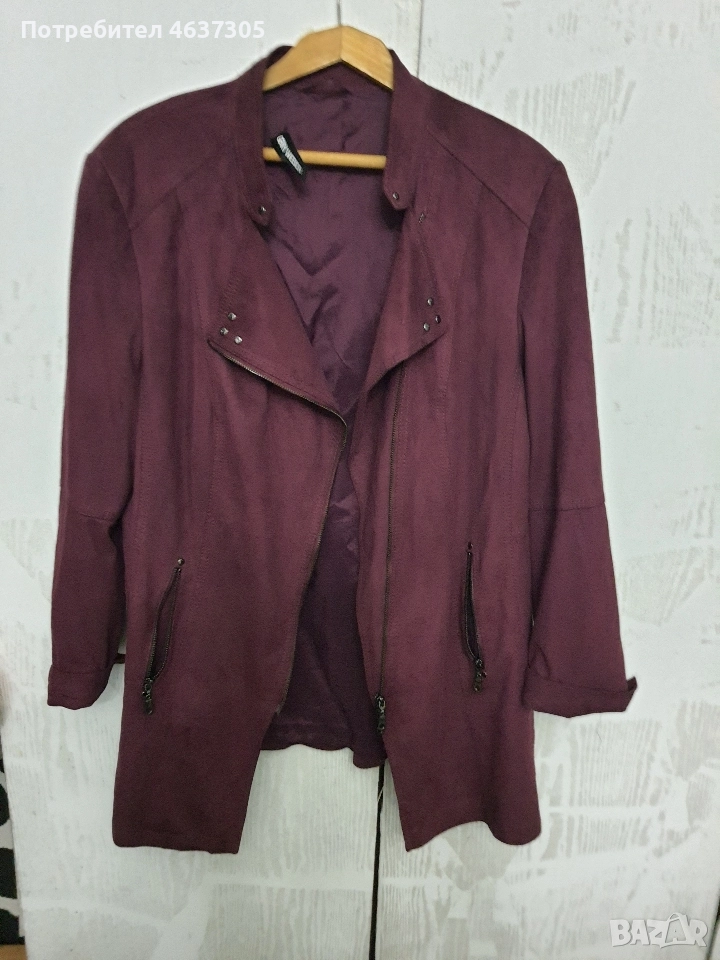 тъмно червено велуруно палто, снимка 1