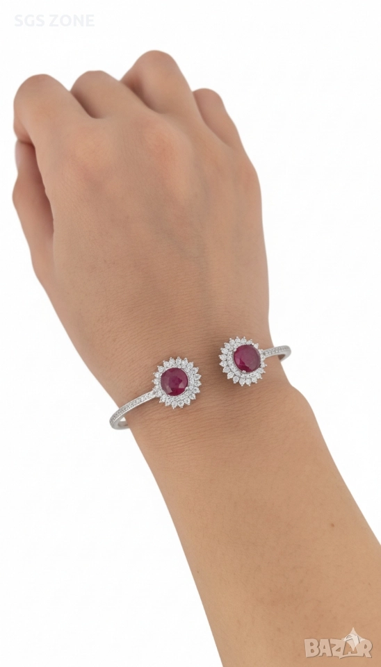 Стилна сребърна гривна с рубин, снимка 1