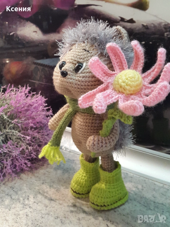 Плетена играчка ”Таралеж с лайка”, Плетени, ръчно изработени, прекрасен подарък, снимка 1