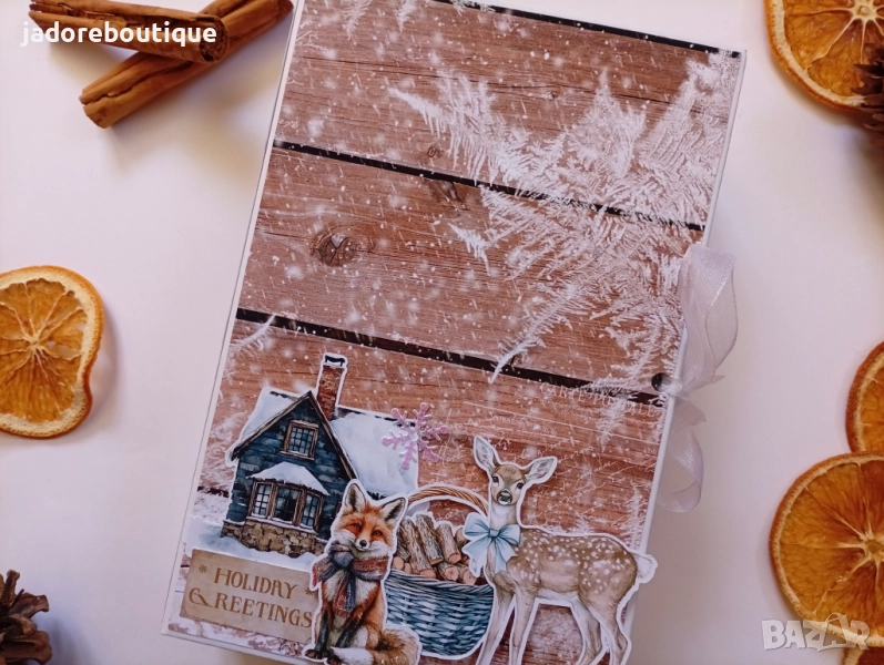 Ръчно изработена скрапбук кутия тип книга "Зимна приказка" , снимка 1