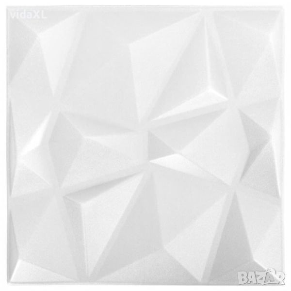 vidaXL 3D стенни панели, 12 бр, 50x50 см, диамантено бяло, 3 м²（SKU:340585, снимка 1