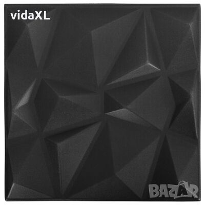 vidaXL 3D стенни панели, 24 бр, 50x50 см, диамантено черно, 6 м²（SKU:150915, снимка 1