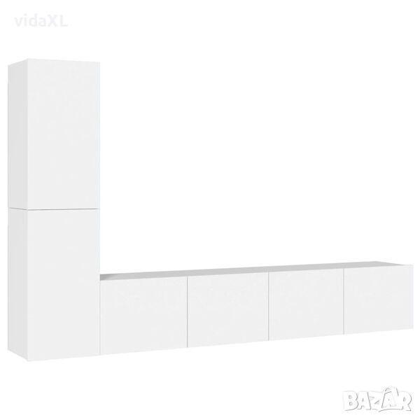vidaXL Комплект ТВ шкафове от 4 части, инженерно дърво, бял гланц(SKU:3114310), снимка 1