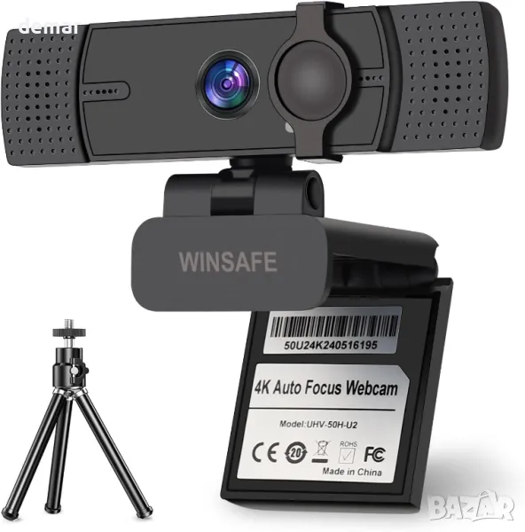 WINSAFE 4K уеб камера за компютър, 4K UHD видео разговори, PDAF автофокус, два микрофона, снимка 1