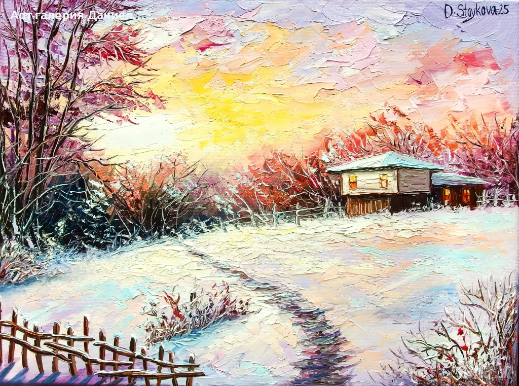 Снежен пейзаж - В покоя на залеза, снимка 1