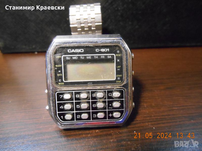 CASIO C-801 Calculator Watch - Vintage 80 for repair, снимка 1