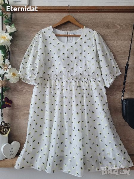 Бяла рокля с бродирани цветя ENVII , снимка 1