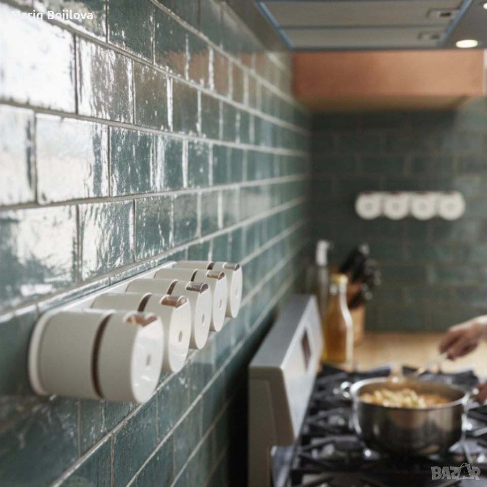 Магнитни стъклени буркани за подправки 6 броя – Стилен комплект за подредена кухня, снимка 1