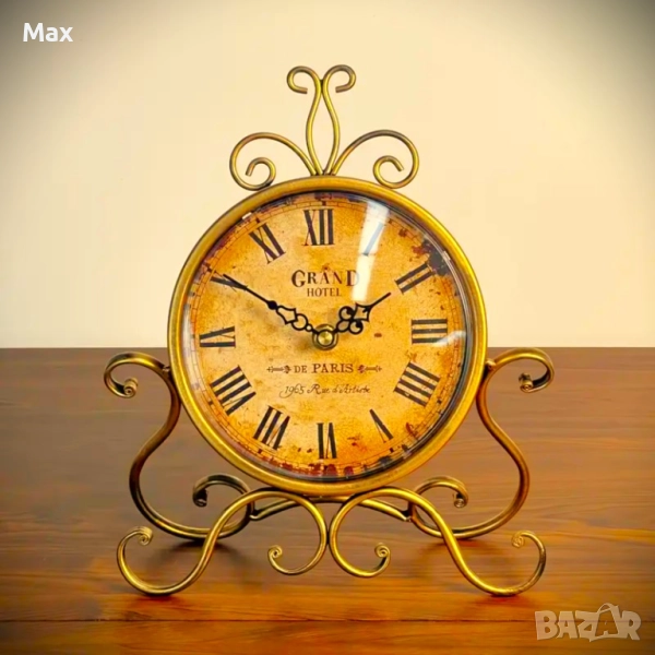 Красив метален ретро часовник с римски цифри, снимка 1