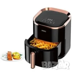 Фритюрник AirFryer, 1200W, 3.5л., горещ въздух, LED дисплей, таймер, до 200°С, черен, снимка 1